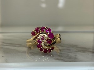 Estate 14kt Genuine Ruby Swirl Ring Size 8 - Etsy