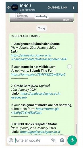 IGNOU WHATSAPP CHANNEL - IGNOU WHATSAPP GROUP #ignou