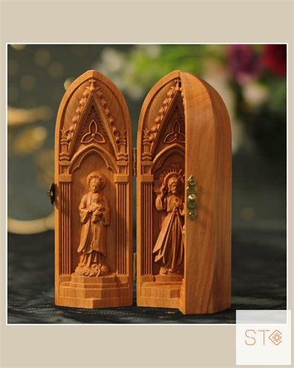 Portable Altar Our Lady of Lavang / Blessing of Jesus Christ / St. Joseph Catholic Home Decor Woo...