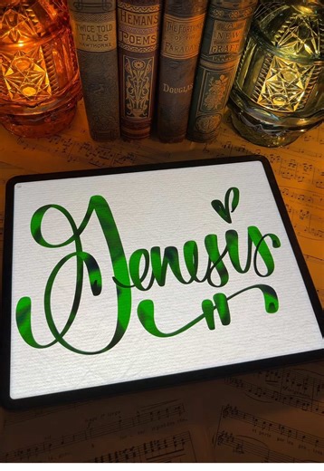 Replying to @❄️𝔾Éℕ𝔼𝕊𝕀𝕊💎 this is how you write Genesis in cursive writing! Please share this with your favorite Genesis or tag her in the comments! Then tell me what to write next! Happy Lettering! ✍️🫶✨ #letteringwithamylea🖋️ #penmanship #letteringvideos #digitalartist #darkacademia