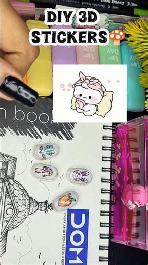DIY Homemade 3D Stickers🌷🎀✨️/Easy stickers making #kawaii #shorts
