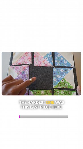 The most challenging part was piecing together the quarter square triangles. I carefully arranged them by color on my design board. #quilting 🧵