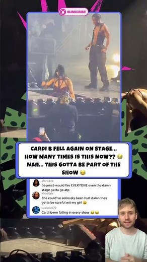 Cardi B slips but keeps singing #cardib #rap #rapper #concert #viral #dojacat #shakira #ladygaga