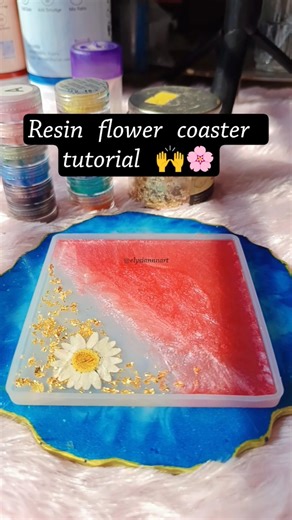 resin flower coaster tutorial for beginners 🙌❤️ | how to make resin coaster at home 🏡| #resin #art