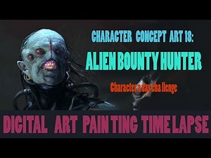 Digital Art Painting [Time Lapse]-Character Concept Art Design-18- Alien Bounty Hunter