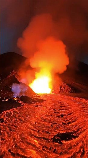 Too Close to Lava Flowing Down the Volcano! 🌋