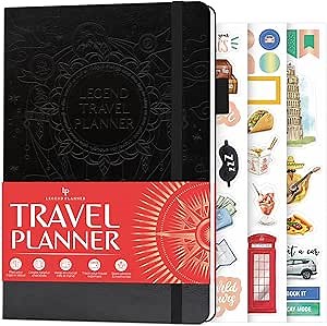 Legend Travel Planner – Vacation Itinerary Organizer for Solo Travel & Couples – Travelling Journal for Women & Men – Traveling Log with Expense Tracker & Packing List – Hardcover (Black)