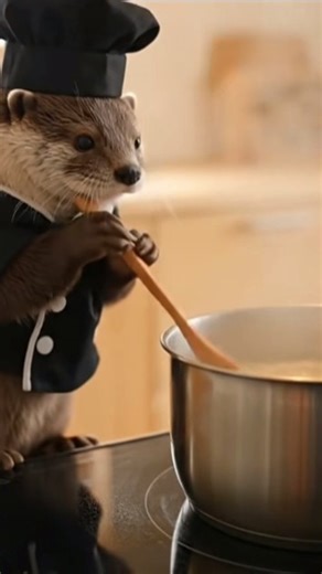 baby otter making dinner #cartoon #cute #otter #zarooratrishta