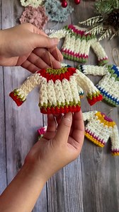 Crochet Sweater Christmas Ornament Pattern By Mushyy. Get this pattern from Etsy Shop - Mushyy Store . Full video tutorial on YouTube (MUSHYY). Link in bio & comments #crochet #crochetaddict #handmadewithlove #crochetinspiration #yarnlove #crochetart #crochetlife #crochetersofinstagram #crochetpattern #yarnaddict #crafty #fiberart #hookedoncrochet #crochetlover #MadeWithLove #crochetlove | Mushyy_1