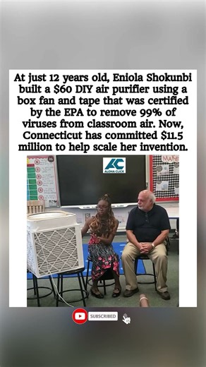 12-YearOld Eniola Built a $60 Air Purifier That’s Now Getting $11.5 M In State Funding!😱🧪#shorts