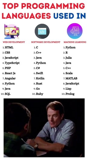 Top programming language used in #webdev #softwaredevelopment #machinelearning #programming #tips