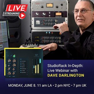 9.4K views · 44 reactions | ⏰ Upcoming Webinar ⏰ - Join GRAMMY-winning mix engineer Dave Darlington (Sting, Avicii) streaming live, for an in-depth look at the new Waves StudioRack plugin chainer. The session will be open for Q&A to answer all your questions about this exciting new product. ✍️ Sign up now: waves.com/dd Monday, June 8, 2020 11 am LA | 2 pm NYC | 7 pm UK | Waves Audio | Facebook