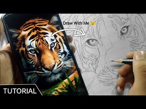 Draw with me / Realistic Tiger Drawing | Easy Outline Video | Step by Step 😍