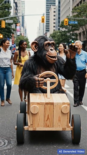 Funny Monkey Driving a Car in the City 🐒🚗 | AI Generated Viral Video