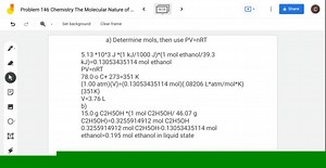 SOLVED:Sample of liquid ethanol, osorbs 5.13 ×10^3  J of heat at its normal boiling point, 78.0^∘ C. The molar enthalpy of vaporization of ethanol, ΔHvap , is 39.3 kJ / mol. (a) What volume of C2 H5 OH vapor is produced? The volume is measured at 78.0^∘ C and 1.00  atm pressure. (b) What mass of C2 H5 OH remains in the liquid state?A A 15.0 -g sample of liquid ethanol, C2 H5 OH, absorbs 5.13 ×10^3  J of heat at its normal boiling point, 78.0^∘ C. The molar enthalpy of vaporization of ethanol, ΔH