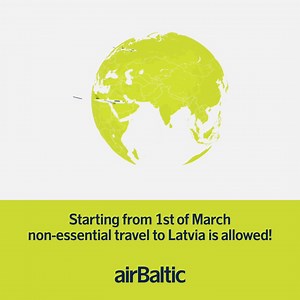 Starting from March, non-essential travel to Latvia is allowed for everyone! ✈️ ✅ All you need is a valid EU Covid-19 certificate or a certificate issued in selected non-EU countries or a negative Covid-19 test! ❌ You won’t need to fill out entry forms, self-isolate or do additional tests upon arrival! 👉 Read more detailed information here: tiny.cc/gdcpuz | airBaltic