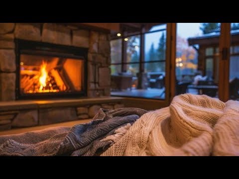 Cozy Fireplace with Heavy Snowfall 4K | Loud Crackling Fire & Wind Ambience for Sleep & Study