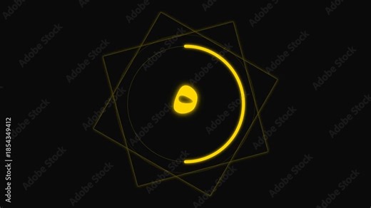 10 Seconds Countdown Timer with Arabic Numerals. Gold Neon Islamic Geometric Design