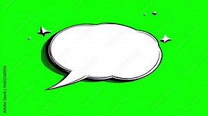 Speech bubble for text, pop up chat box, message box cartoon animated icon. Text box on Green Screen. Box style talk sign symbol with green screen template for explanation video. vídeo do Stock