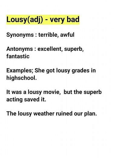 Learn a word 'Lousy' #vocabulary