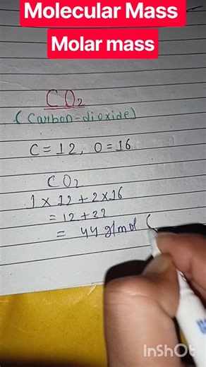 Molar mass of C02 (Carbon dioxide) |molecular mass of co2| #shorts #chemistry #molarmass #subscribe