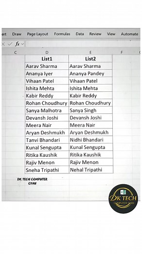 10K views · 68 reactions | Find Name Differences In Excel  | Excel Interview Question  #exceltips #computer #fblifestyle #short #Microsoft | DK TECH Computer GYAN | Facebook