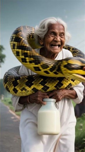 Granny’s milk round turns deadly—giant snake strikes! 🐍 Officer hero saves her! ❤️
