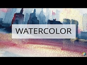 cityscape watercolor painting