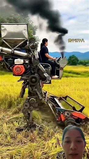 Self-driving rice harvesting robot #farming #easyfarming #satisfying