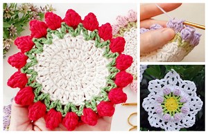Tulip Coaster Free Crochet Patterns   Video - DIY Magazine