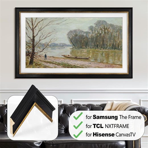Handmade Gold Leaf & Black TV Frame: Samsung the Frame, TCL Nxtvision, Hisense Canvastv - Etsy