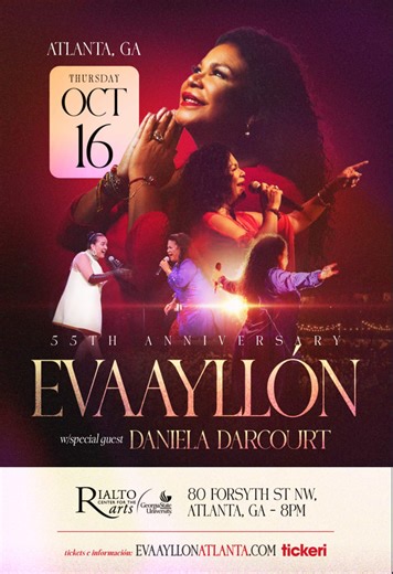 EVA AYLLON 55th Anniversary w/special guest Daniela Darcourt in ATLANTA in Atlanta - Tickets 2025-10-16 | Rialto Center for the Arts at Georgia State University