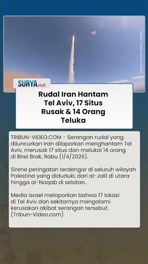Tel Aviv Diserang Rudal Iran, 17 Situs Rusak & 14 Orang Terluka