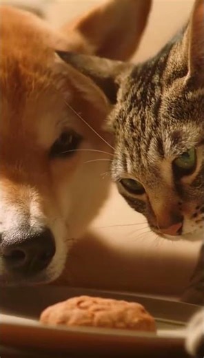 #犬と猫 #癒し動画 #おもしろ🍪🐶🐱「友情よりおやつ！？😂」動画 #ペットの日常 #shorts #dogandcat #日常の幸せ #petshorts