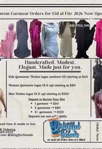 Eid 2026 Custom Orders Now Open at Deliytful Threads