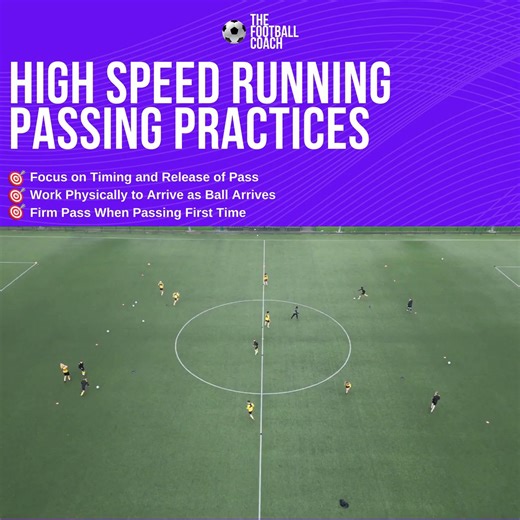 38K views · 1K reactions | ⚽️High Speed Running Passing Practice  Focus on Timing and Release of Pass  Work Physically to Arrive as Ball Arrives  Firm Pass When Passing First Time #TheFootballCoach #FootballCoaching #SundayShare | The Football Coach | Facebook