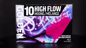 High Flow Acrylics by GOLDEN, High Flow Mixing Set, 10 Colors, Professional Acrylic Paint