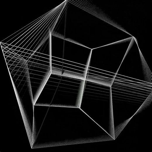 Pure White 4D Hypercube with Motion Trails – Minimal & Hypnotic ✨