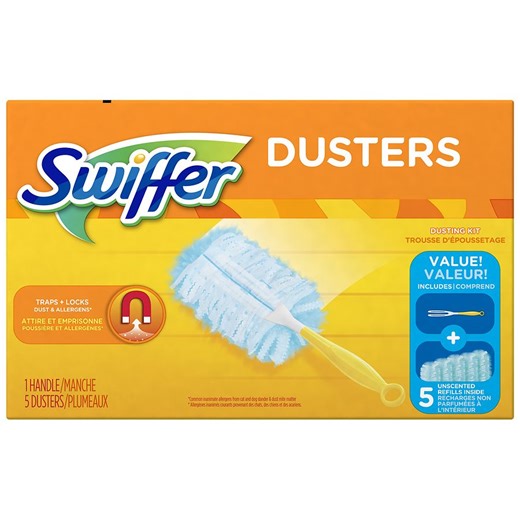Swiffer Dusters Cleaning Kit, Feather Duster Alternative, Includes Handle    Refills Unscented