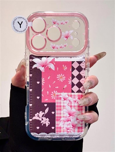 Y2K Pink Floral Patchwork Case 3D Lily Camera Bumper, Coquette Plaid Cover iPhone 17 16 15 14 13 Pro Max, Kawaii Cottagecore Girly Gift - Etsy