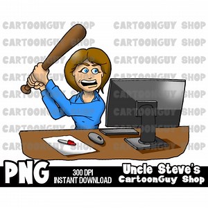 Office Clip Art: Cartoon Angry Computer Use Image (digital Download) - Etsy Canada
