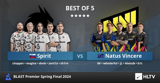 Spirit vs Natus Vincere at BLAST Premier Spring Final 2024