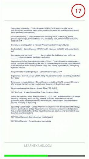 CBSPD Decontamination Certification Review Answers