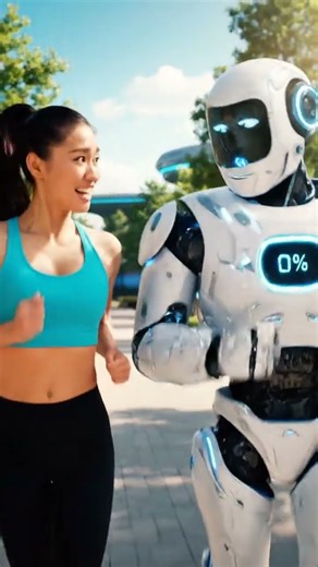“Robot vs Girl Speed Test 😂” robot starts running fast with a girl — and turns the jog into comedy"