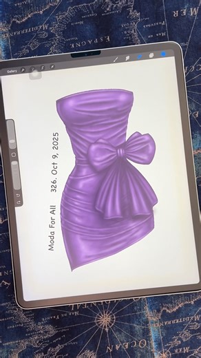 💜 PROCREATE DRAPED DRESS in Shiny Lavender Faux Leather | Comment “LAVENDER” for Brushes & Palettes