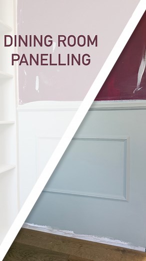 DINING ROOM MAKEOVER - PANELLING! I’m definitely not an expert but this is how I panelled the dining area which I’m hoping will bring a richness to the space and create definition between the open plan lounge and dining space. This job was made so much easier by a few tools and products @ryobitoolsuk - 360 degree self levelling laser @ryobitoolsuk - Mitre Saw @ipsadhesives - MitreBond glue The paint colour is Antique Grey by @lucieannabelhome and is the perfect complement to the wallpaper that i