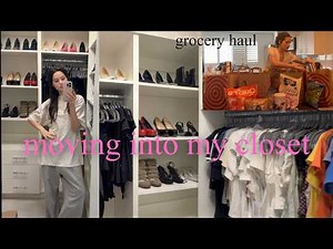 Unpack my entire closet with me + grocery haulll