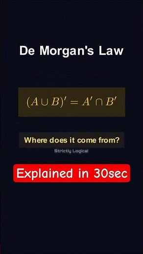 🤯De Morgan's Law Explained in 30 Secs! #demorganslaw #cbsemaths #icsemaths #ibmath #mathteacher #ai