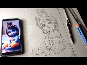 Lord Krishna Drawing Step by step || Krishna Drawing || Outline Tutorial😍
