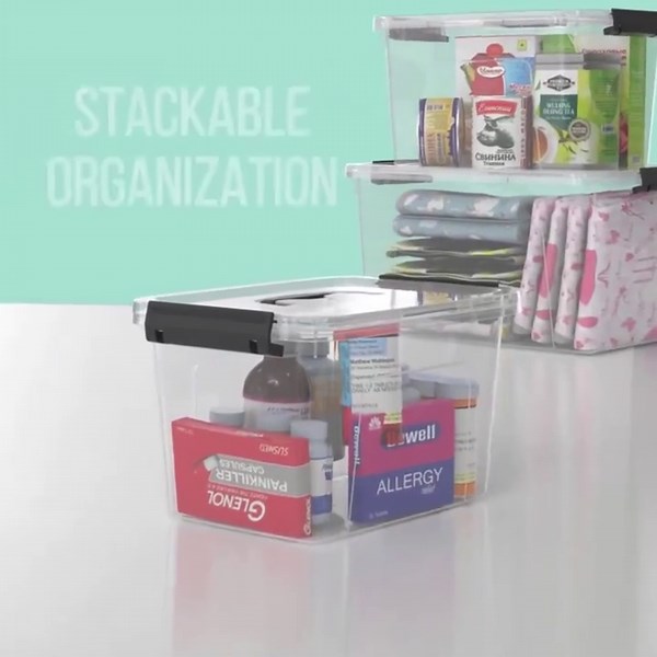 NTYNTY 6.6 Qt. Plastic Storage Bins with Lids, Stackable Storage Containers, Totes, 6 Pack